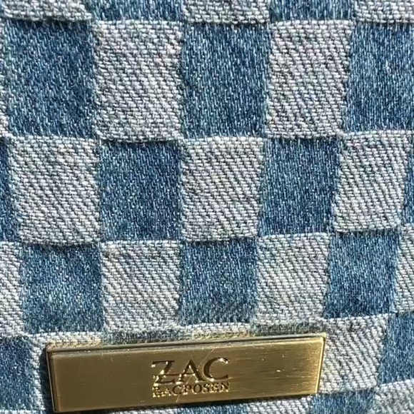 Zac Posen Anthea Denim Checkered Tote Bag NWT - Picture 5 of 16
